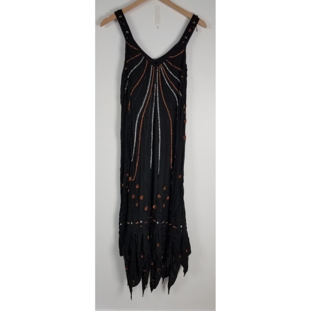 Vintage Judith Ann Creations Sz. M Sequin & Silk Long Length Jacket & Dress Set - Picture 12 of 13